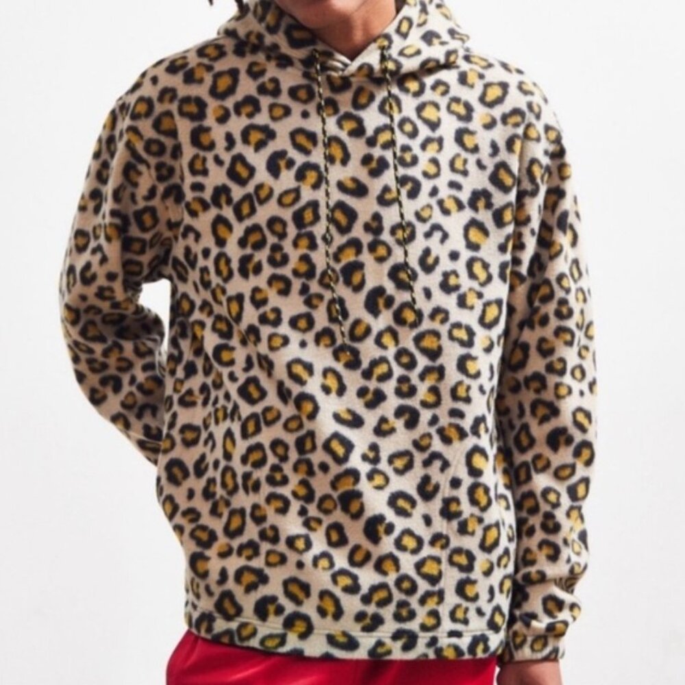 Urban Outfitters Cheetah Print Polar Fleece Hoodie Mens Medium